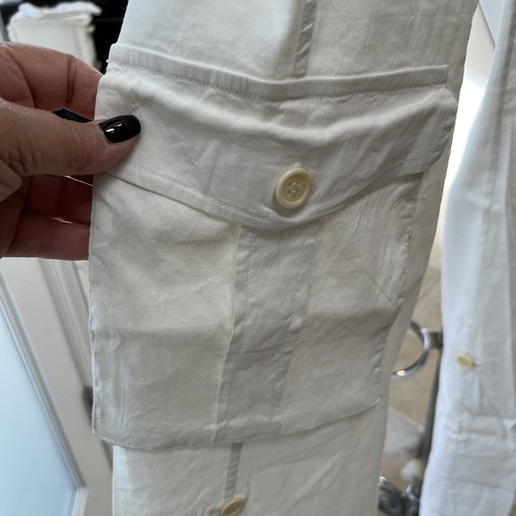 Theory White STRETCH Linen Cargo Pant - Picture 6 of 10